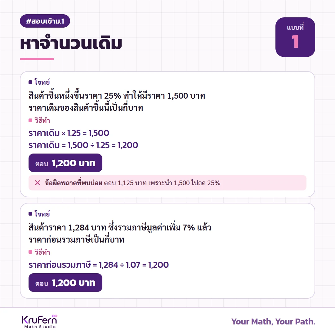 แบบที่ 1 หาจำนวนเดิม